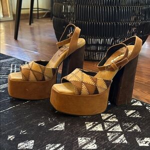 Jeffrey Campbell Tan and Brown Platform Heels